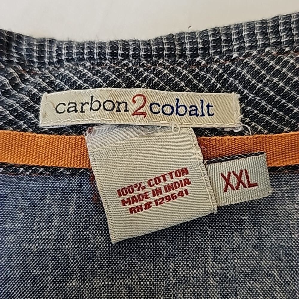 Carbon 2 Cobalt Men Sz XXL 100% Cotton Grunge Goth Preppy Pockets Shirt - Picture 3 of 11